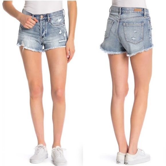 Blank NYC High-Rise Distressed Button Fly Denim Shorts - Picture 1 of 7